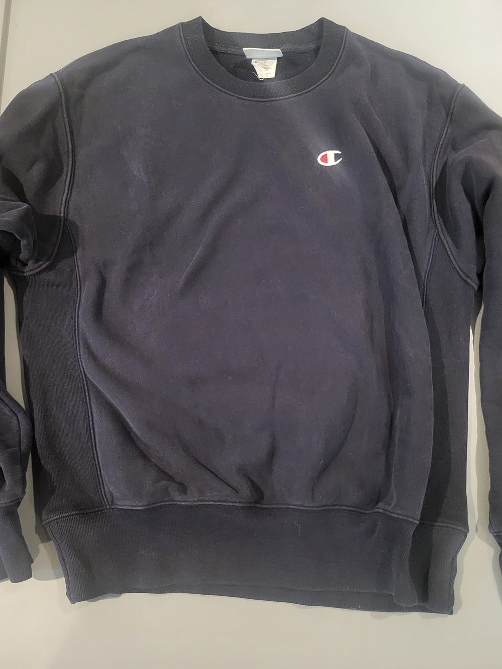 Champion Men's Navy Crewneck Sweatshirt - Logo Pullover
